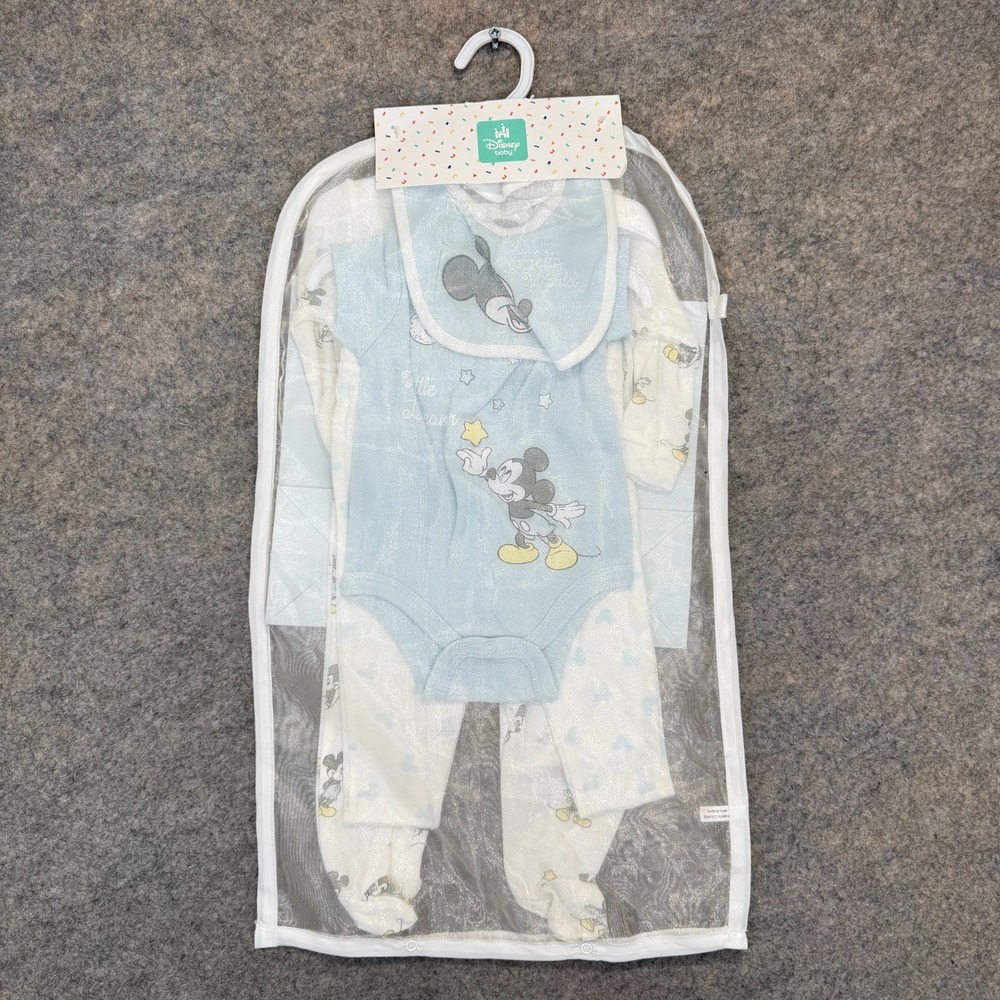 Disney Baby 7 Piece Outfit Set Boys Mickey Mouse Blue White Little Dreamer